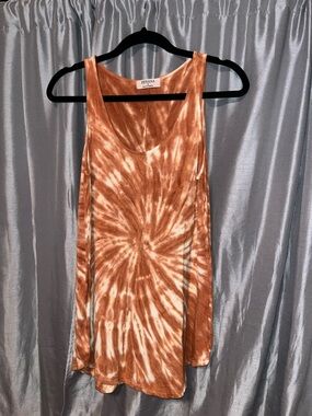 Zenana Rust & Cream Tie-Dye Tank Dress